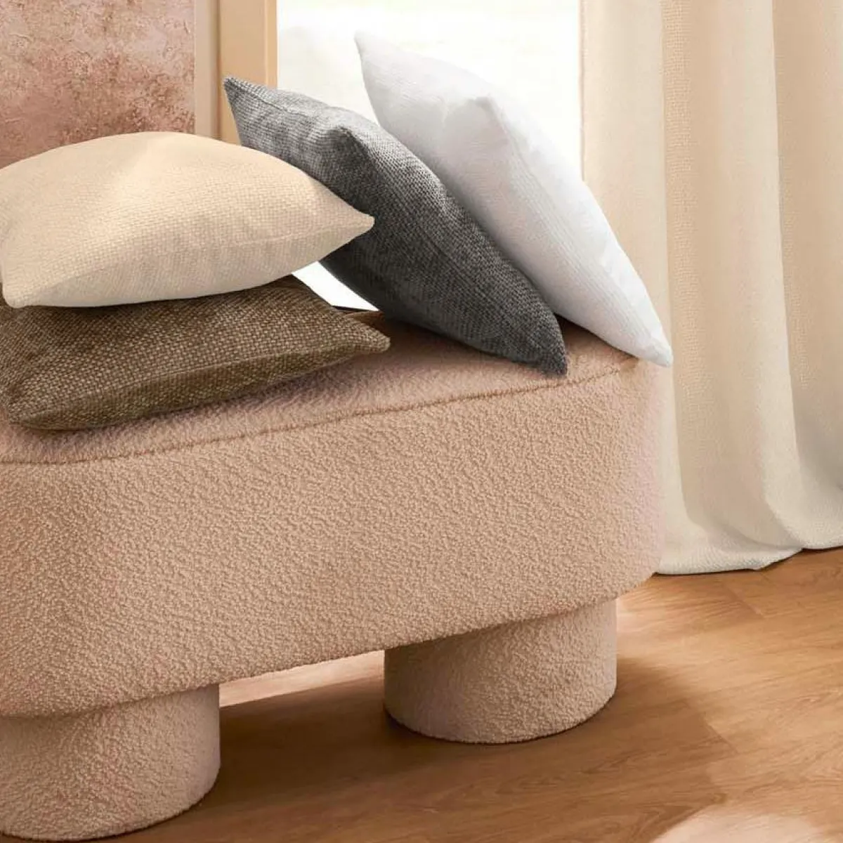 douceur d'intu017drieur Coussin carré velours (45 x 45 cm) Leo Ecru Online