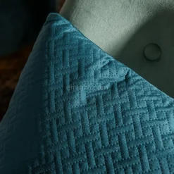 ATMOSPHERA Coussin carré velours (40 x 40 cm) Dolce Bleu canard Outlet