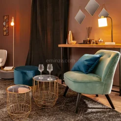 ATMOSPHERA Coussin carré velours (40 x 40 cm) Dolce Bleu canard Outlet