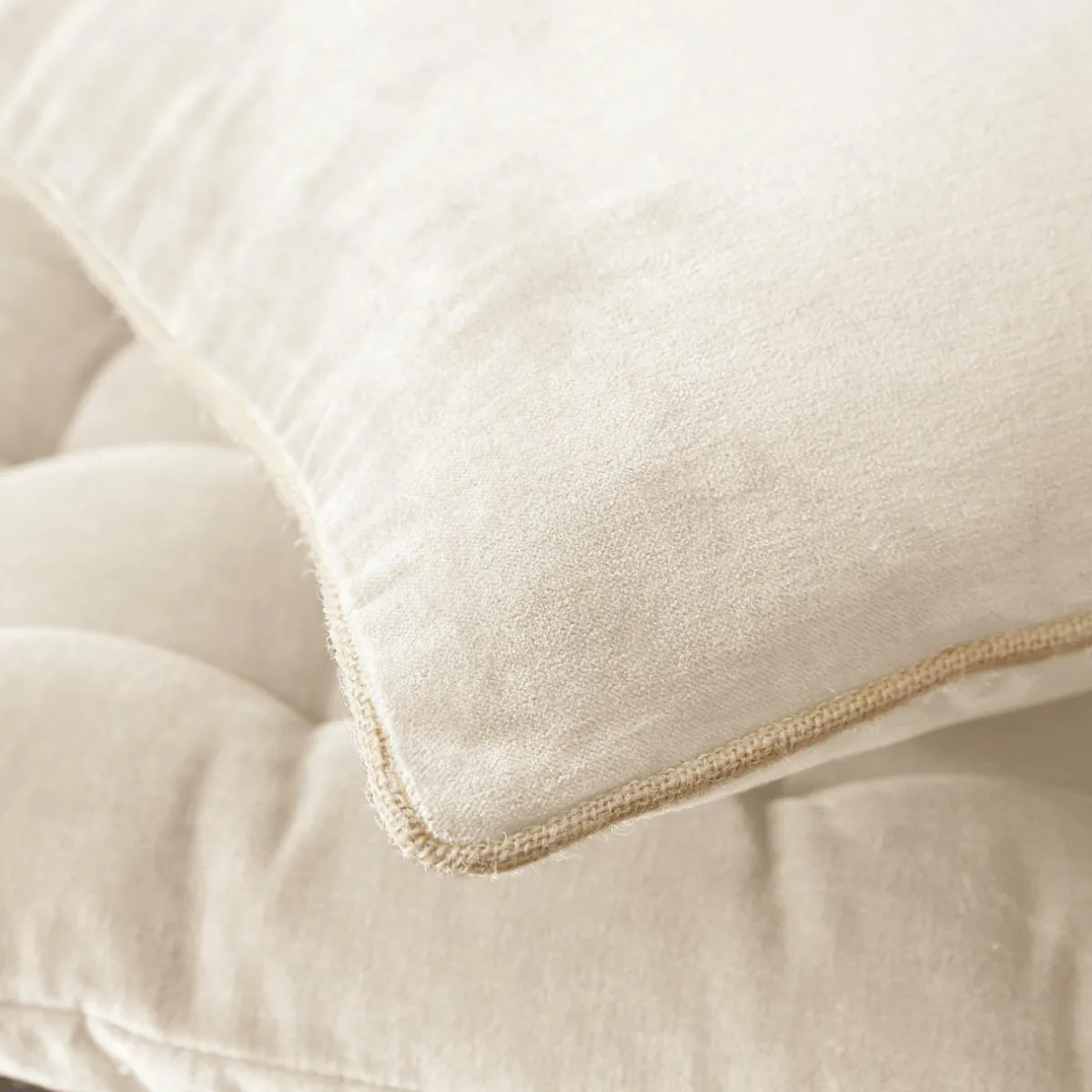 EMINZA Coussin carré velours de coton (45 x 45 cm) Victor pampa Beige Online