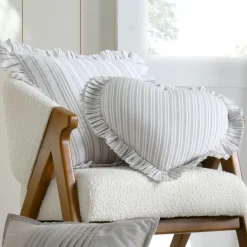 STOF Coussin cœur coton (45 x 45 cm) Joséphine Gris New