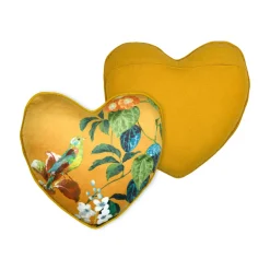 STOF Coussin cœur effet soie (40 x 40 cm) Emmy Jaune moutarde Discount