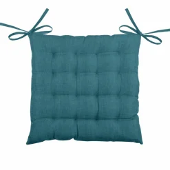 LOVELY CASA Coussin de chaise carré 16 points (40 x 40 cm) Béa Bleu canard Best