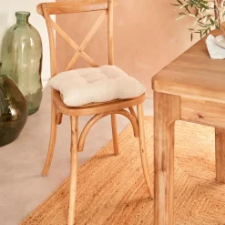 Atmosphera, cru017dateur d'intu017drieur Coussin de chaise carré (38 x 38 cm) Clem lin Beige New