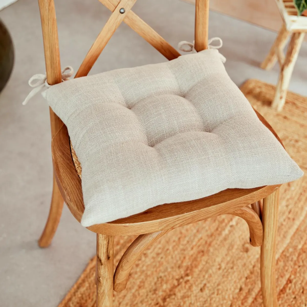 Atmosphera, cru017dateur d'intu017drieur Coussin de chaise carré (38 x 38 cm) Clem lin Beige New