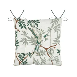 STOF Coussin de chaise carré coton (38 x 38 cm) Botanys Ecru New