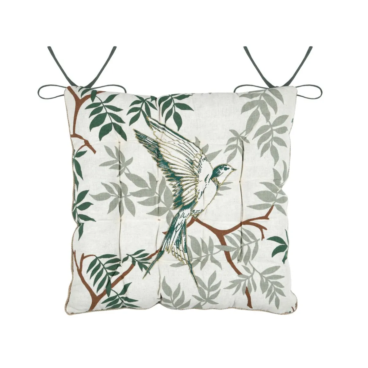 STOF Coussin de chaise carré coton (38 x 38 cm) Botanys Ecru New