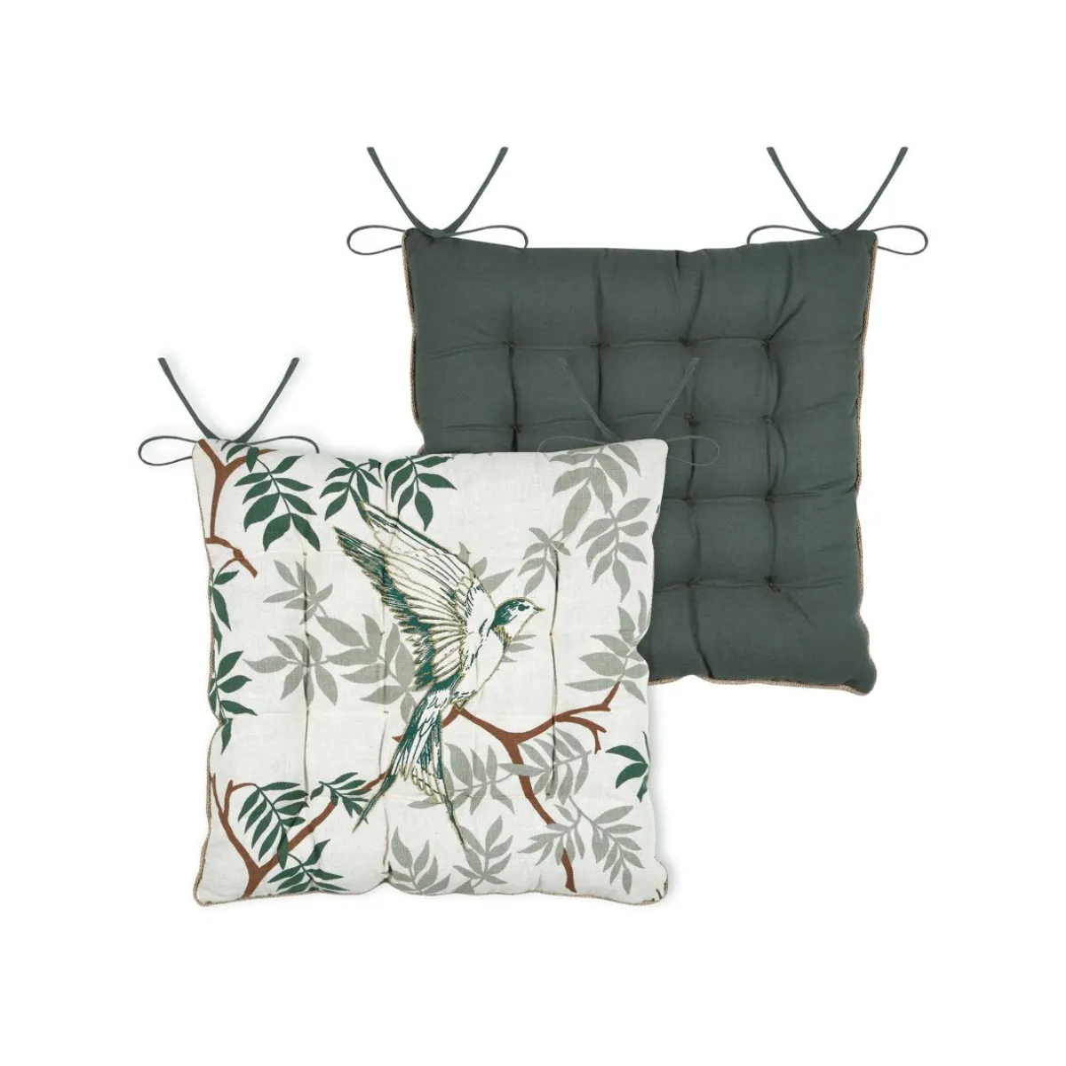 STOF Coussin de chaise carré coton (38 x 38 cm) Botanys Ecru New