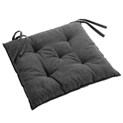 DOUCEUR D'INTERIEUR Coussin de chaise carré coton recyclé Mistraline Gris Anthracite Clearance