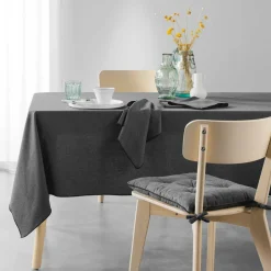 DOUCEUR D'INTERIEUR Coussin de chaise carré coton recyclé Mistraline Gris Anthracite Clearance