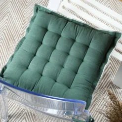 STOF Coussin de chaise carré coton (38 x 38 cm) Helios Vert New