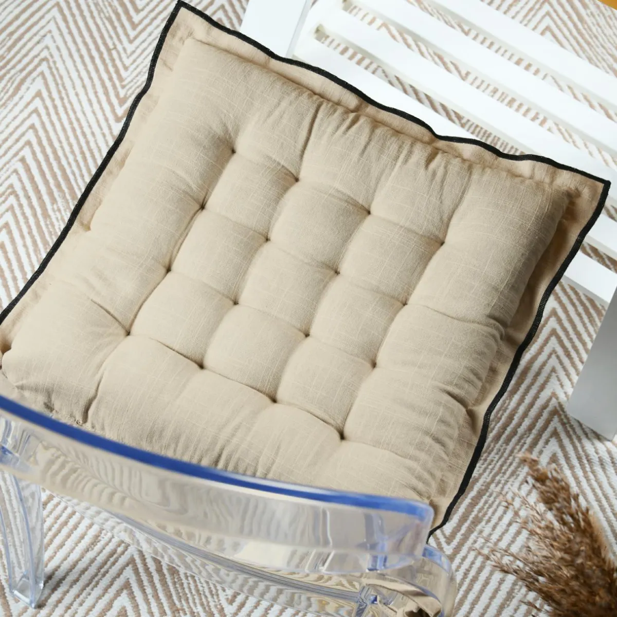 STOF Coussin de chaise carré coton (38 x 38 cm) Helios Ecru Best
