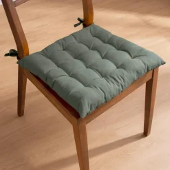 EMINZA Coussin de chaise carré coton (40 x 40 cm) Pixel Vert kaki