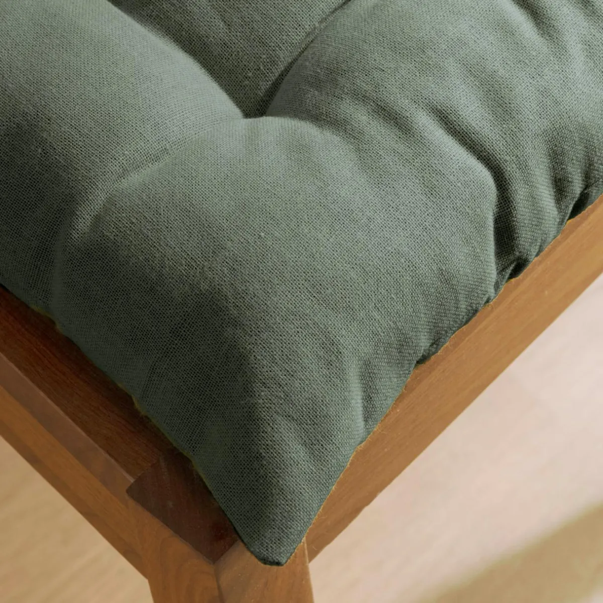 EMINZA Coussin de chaise carré coton (40 x 40 cm) Pixel Vert kaki