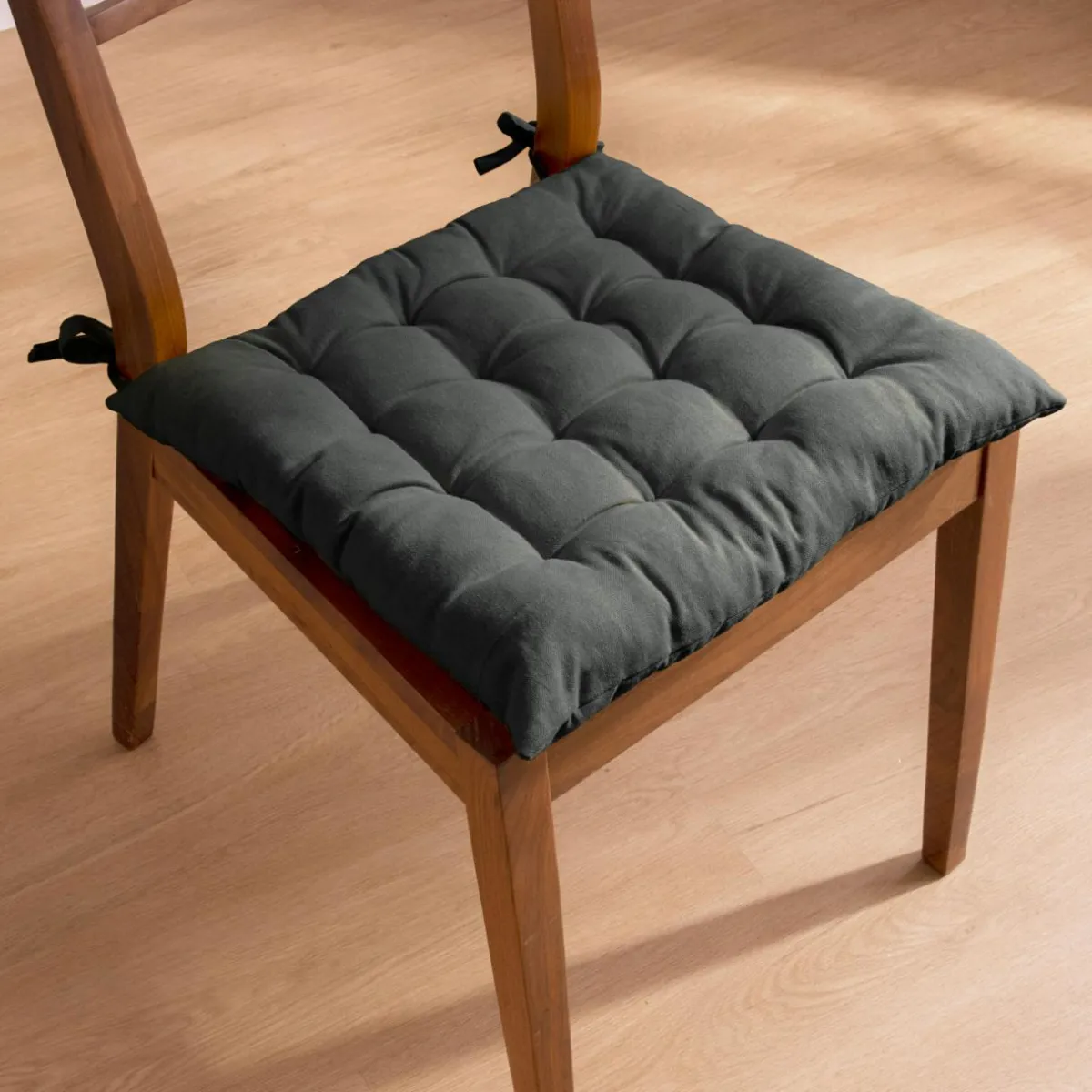 EMINZA Coussin de chaise carré coton (40 x 40 cm) Pixel Gris Anthracite New