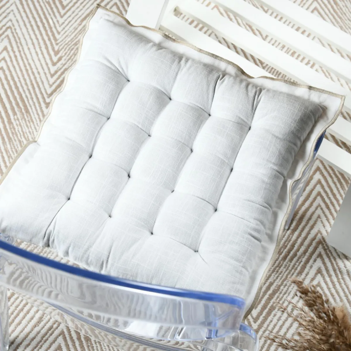 STOF Coussin de chaise carré coton (38 x 38 cm) Helios Blanc New