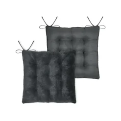 STOF Coussin de chaise carré fausse fourrure (40 x 40 cm) Asgard Gris carbone Gris foncé New