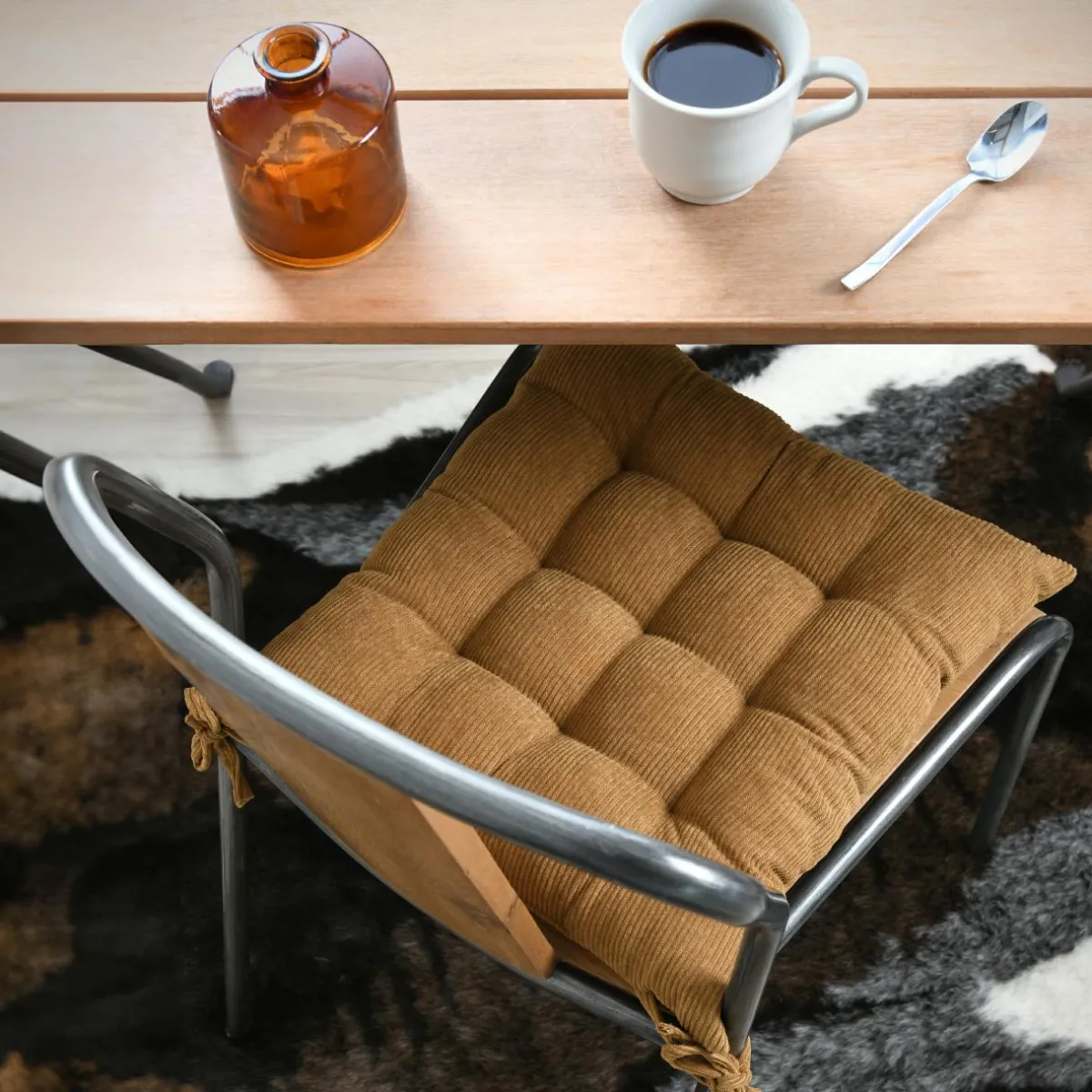 STOF Coussin de chaise carré velours (38 x 38 cm) Dandy Camel Hot