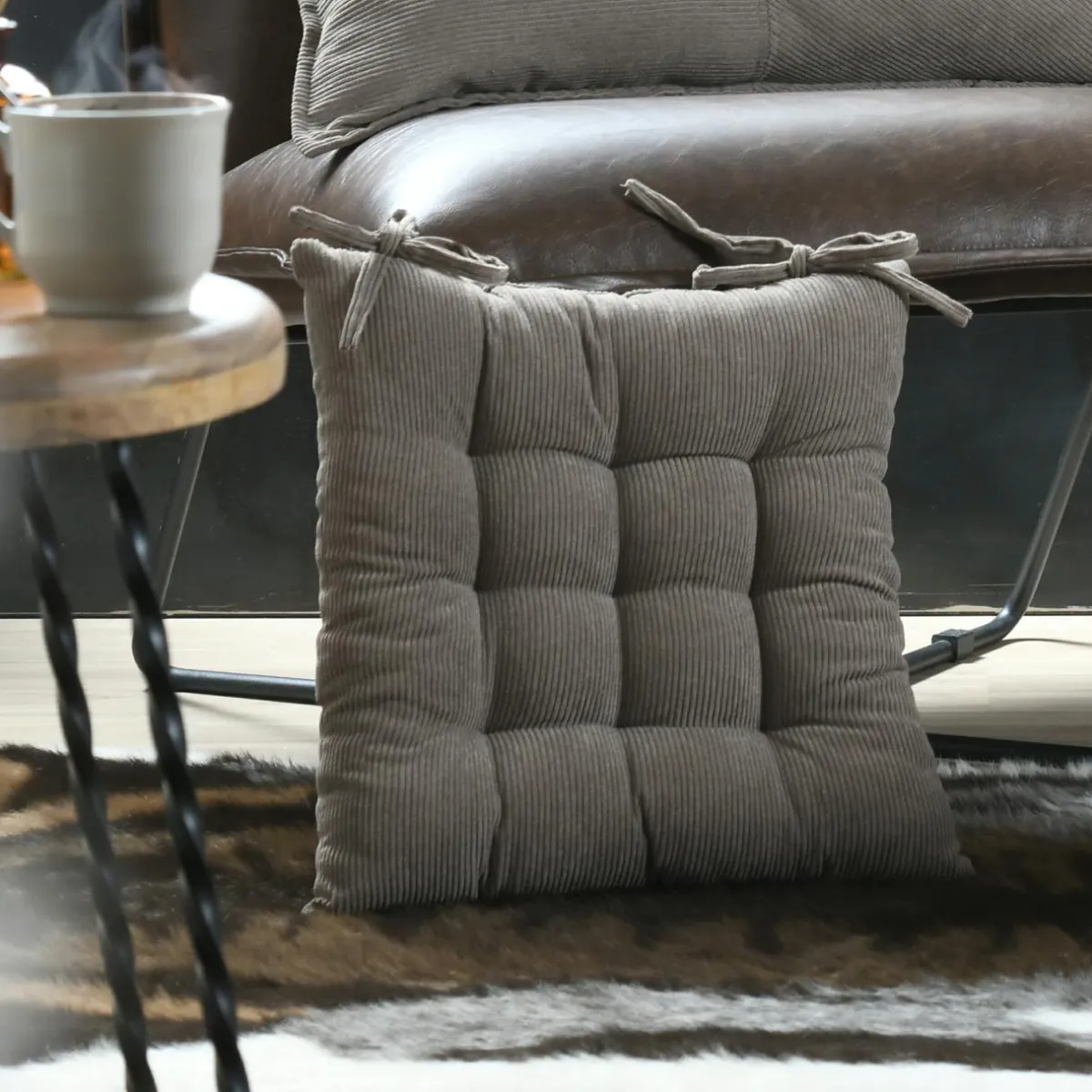 STOF Coussin de chaise carré velours (38 x 38 cm) Dandy Taupe