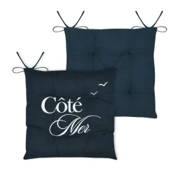 STOF Coussin de chaise carrée coton (38x38 cm) Bordemer Bleu marine Outlet