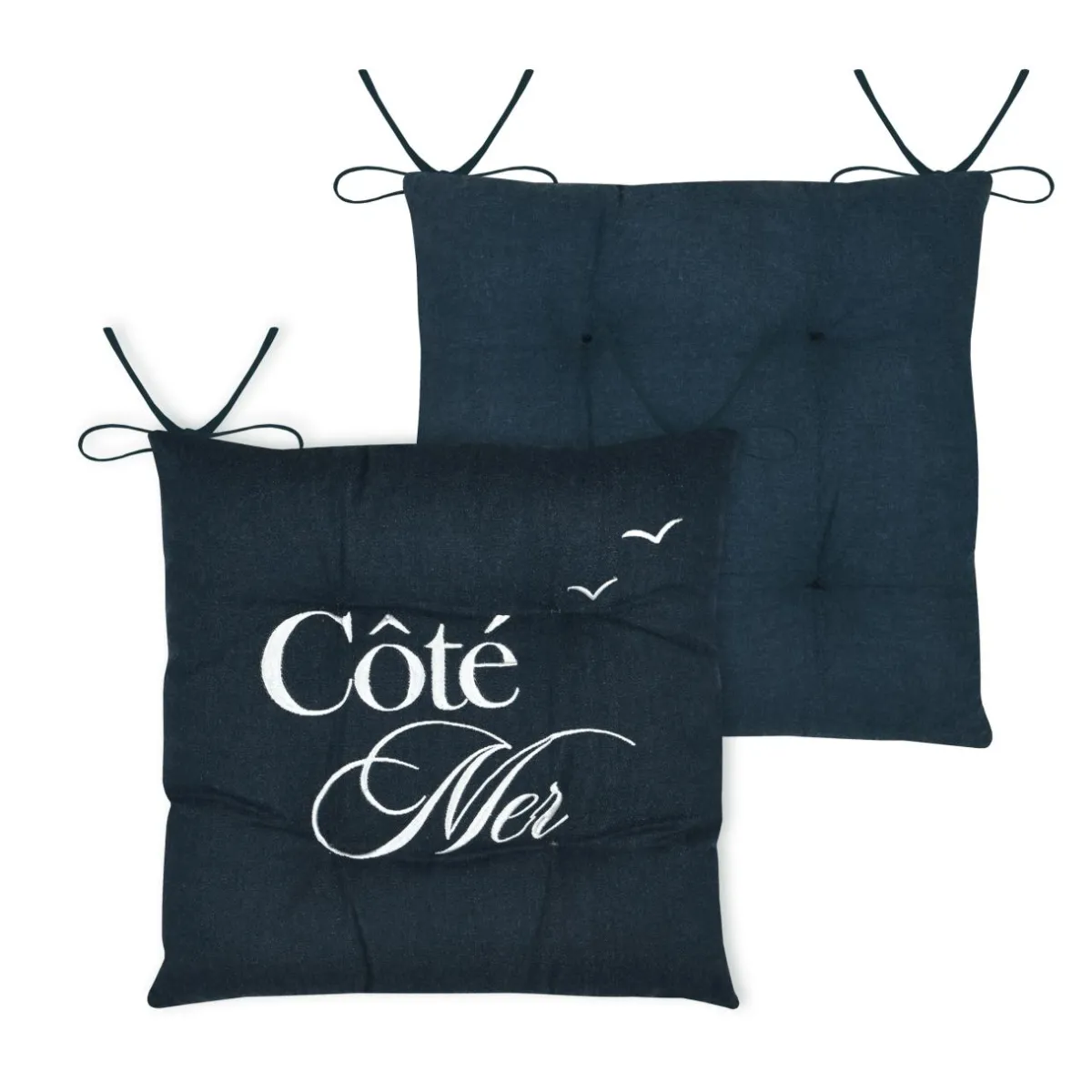STOF Coussin de chaise carrée coton (38x38 cm) Bordemer Bleu marine Outlet
