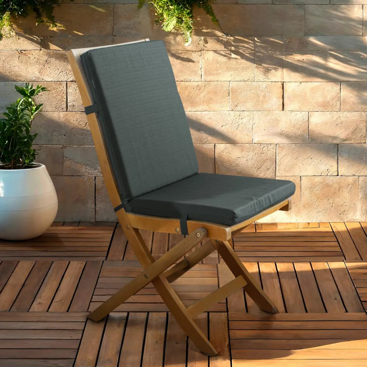 EMINZA Coussin de chaise extérieur avec dossier (90 x 40 cm) Sunset Gris Anthracite