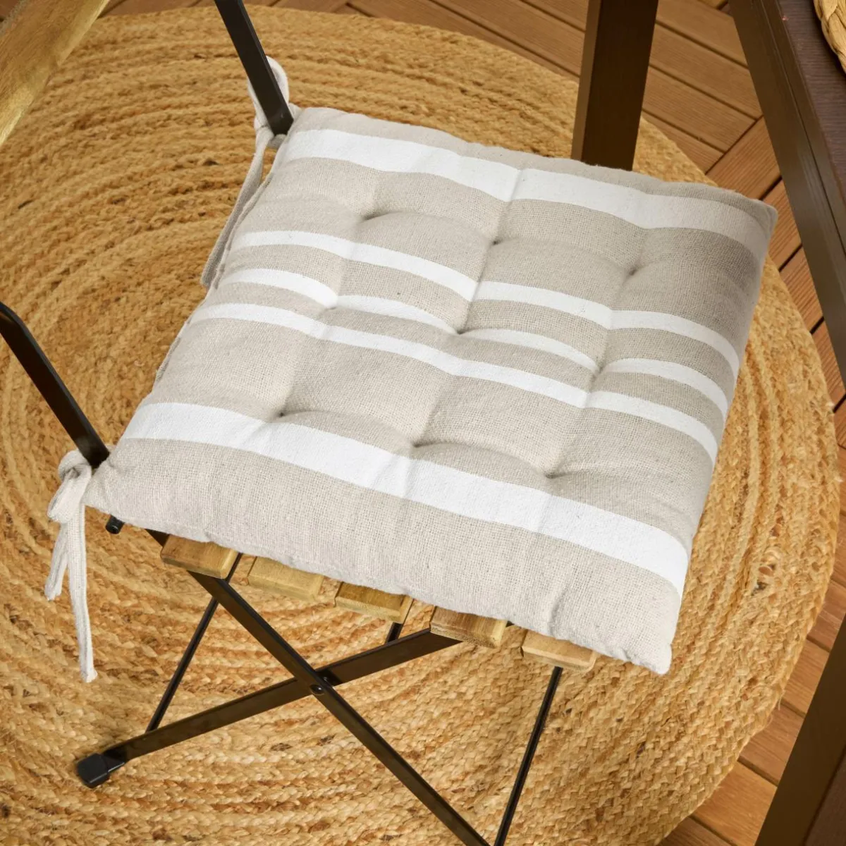 EMINZA Coussin de chaise extérieur carré (38 x 38 cm) Nautira Ecru Hot