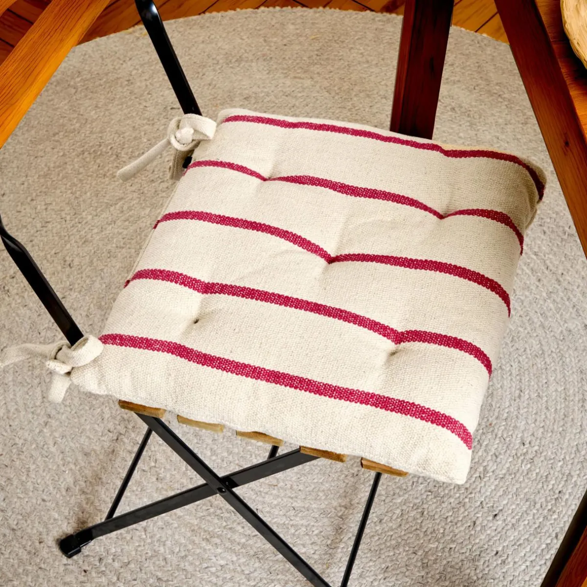 EMINZA Coussin de chaise extérieur toile de coton (40 x 40 cm) Ocealys Rouge Sale