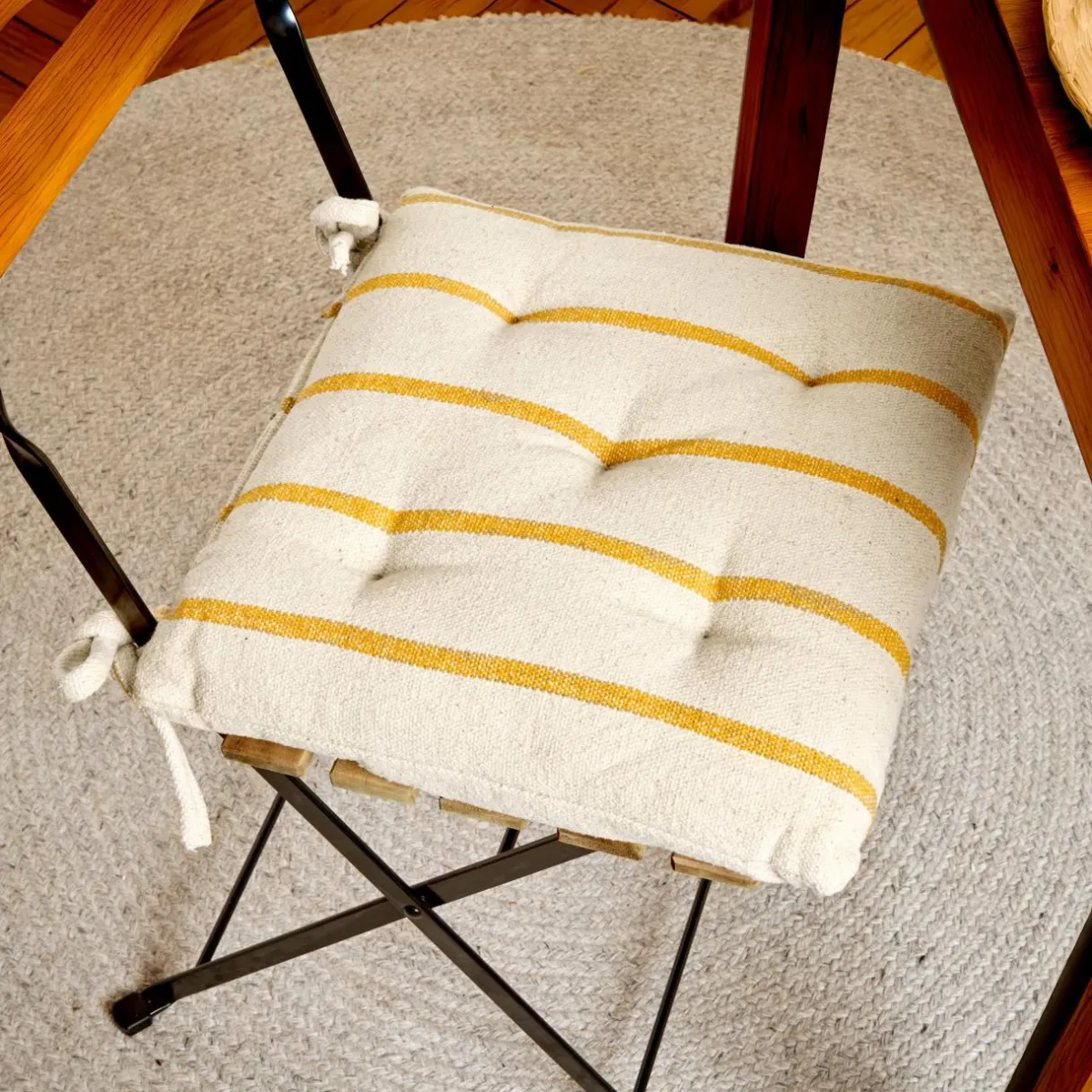 EMINZA Coussin de chaise extérieur toile de coton (40 x 40 cm) Ocealys Jaune moutarde Clearance