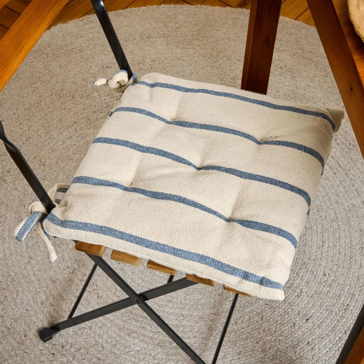 EMINZA Coussin de chaise extérieur toile de coton (40 x 40 cm) Ocealys Bleu marine Discount