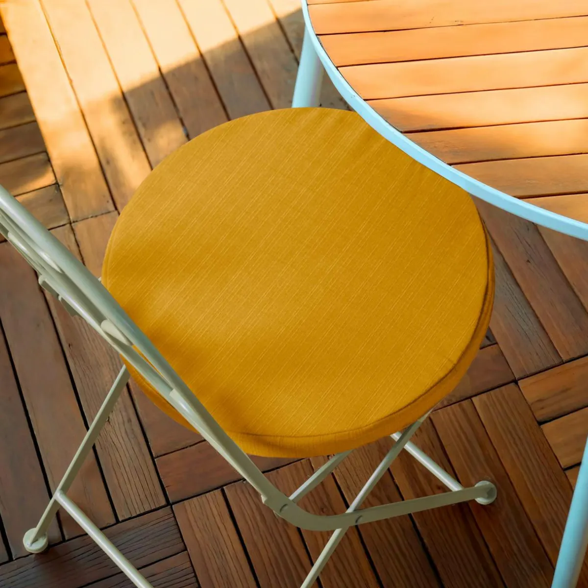EMINZA Coussin de chaise extérieur rond (40 cm) Sunset Jaune moutarde Best