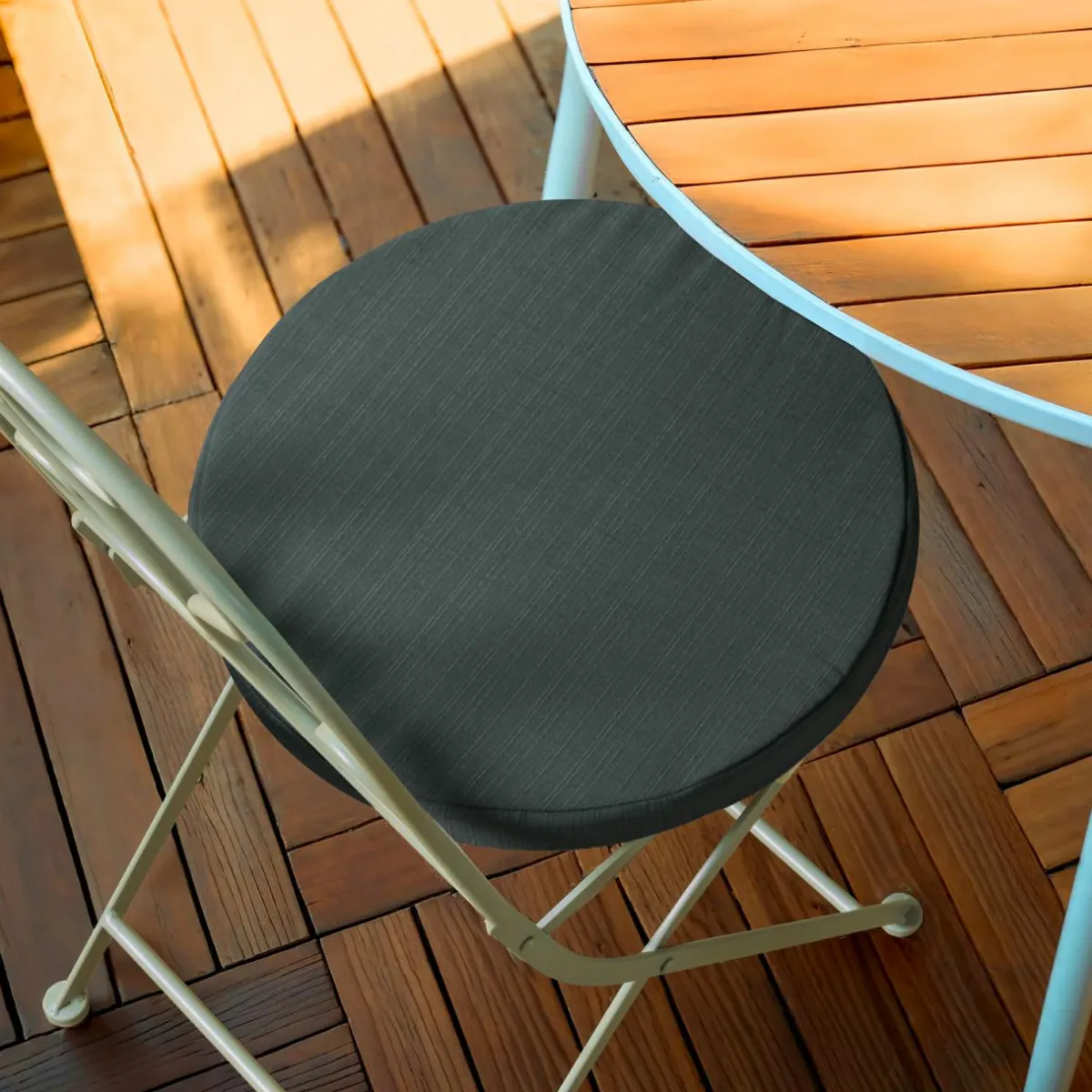 EMINZA Coussin de chaise extérieur rond (40 cm) Sunset Gris Anthracite Outlet