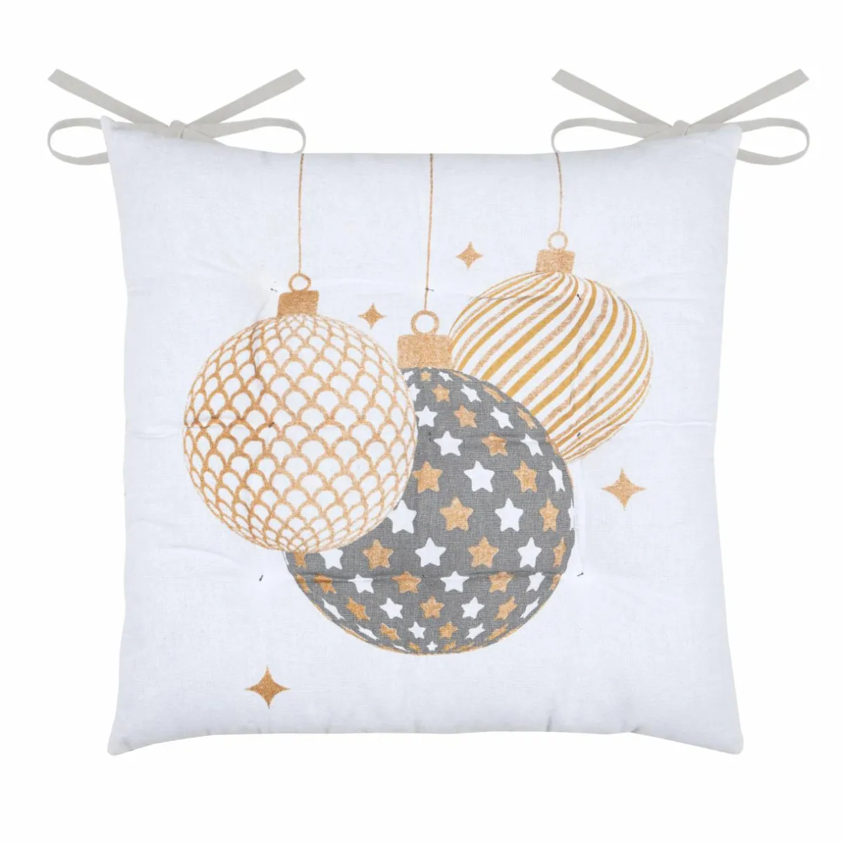 STOF Coussin de chaise Noël carré (38 x 38 cm) Sibérie Blanc Outlet