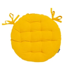 EMINZA Coussin de chaise rond coton (40 cm) Pixel Jaune moutarde Sale