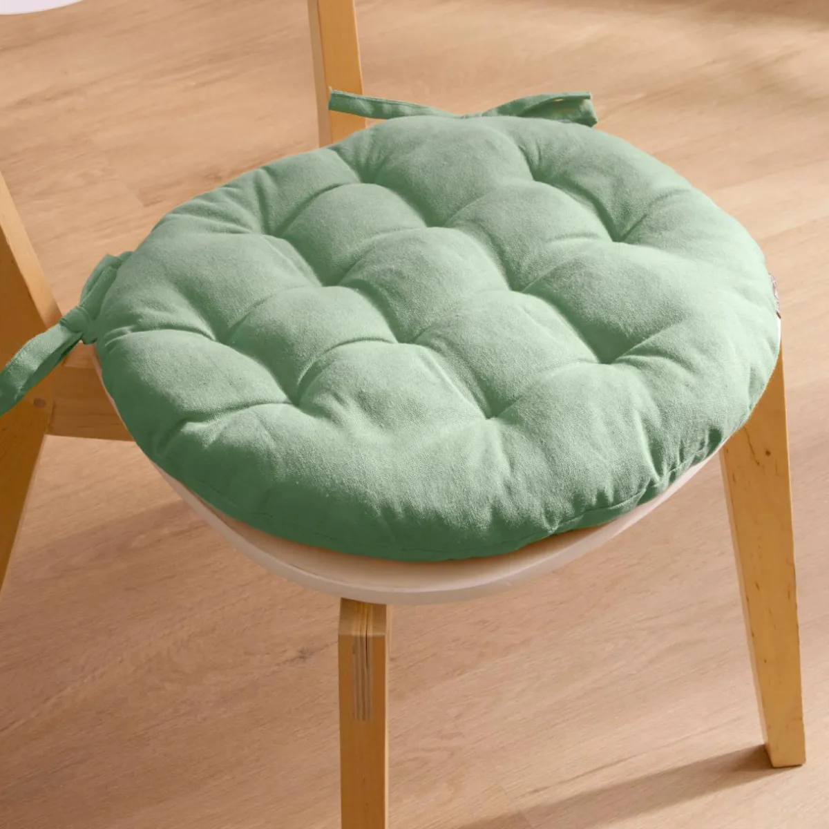 EMINZA Coussin de chaise rond coton (40 cm) Pixel Vert menthe Sale