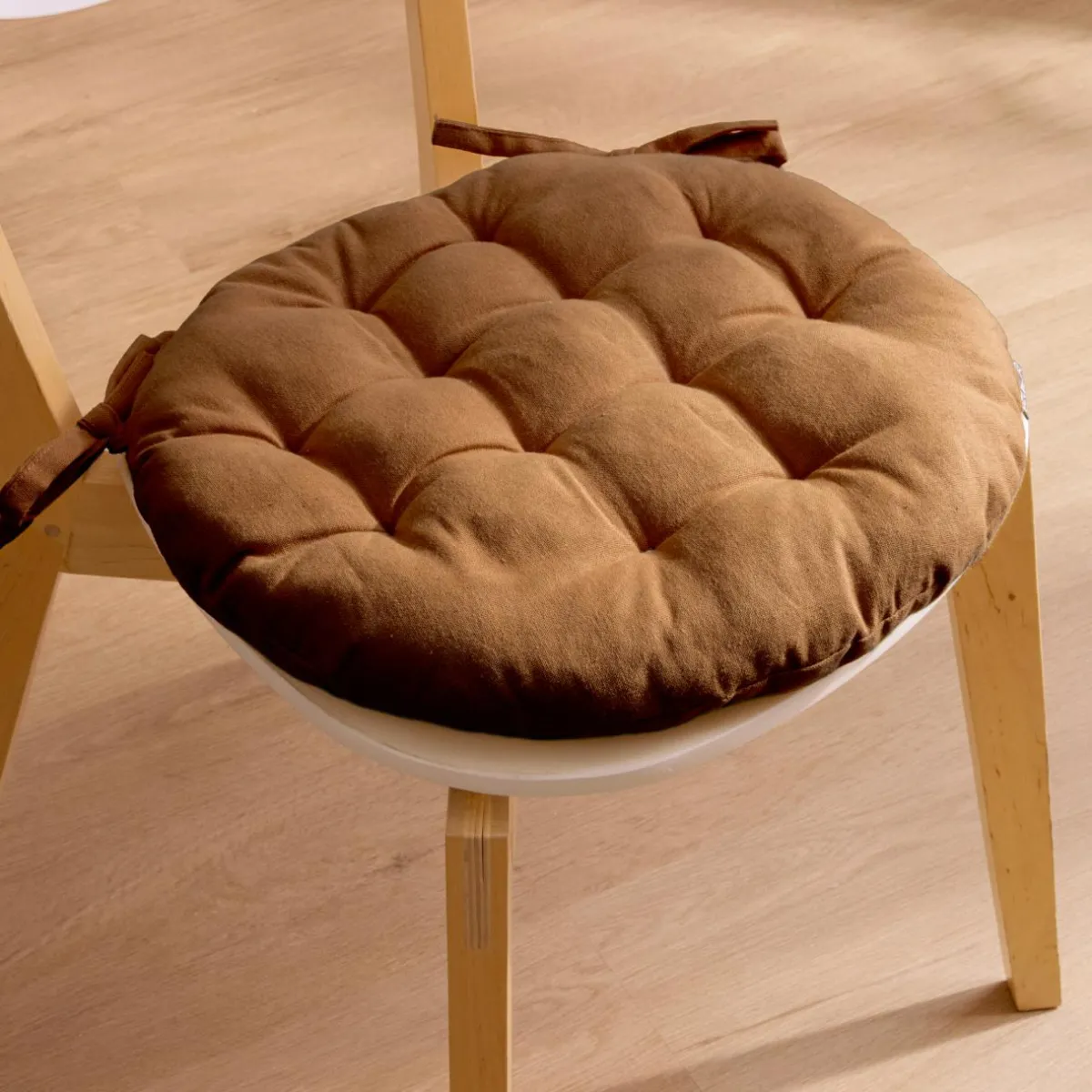 EMINZA Coussin de chaise rond coton (40 cm) Pixel Camel Online