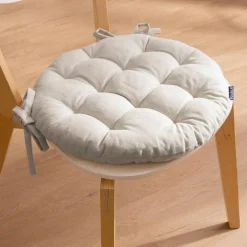 EMINZA Coussin de chaise rond coton (40 cm) Pixel Beige Sale