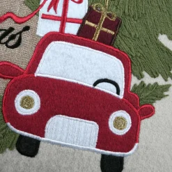 STOF Coussin de Noël brodé (45 x 45 cm) Vœux Merry Christmas Naturel Multicolore Best