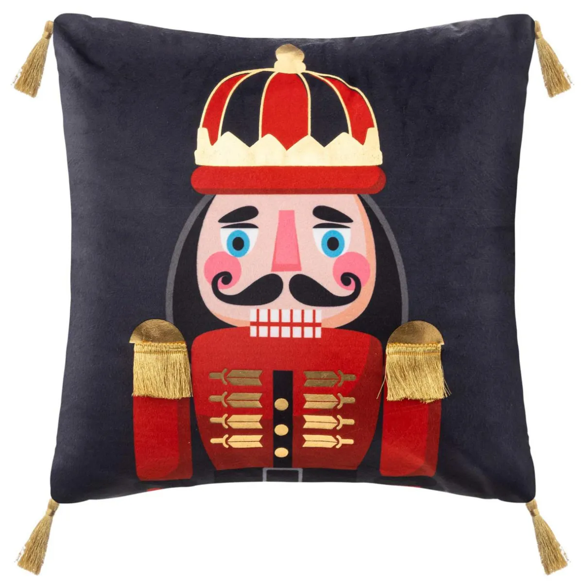 Feeric Lights & Christmas Coussin de Noël carré (40 cm) Casse-noisette Bleu marine Outlet