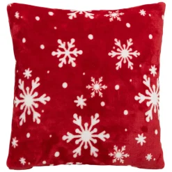 FEERIC LIGHTS Coussin de Noël carré (40 cm) Flocons de neige Rouge Sale
