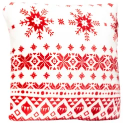 JJA Coussin de Noël carré (40 x 40 cm) Flocons de neige et blanc Rouge Best