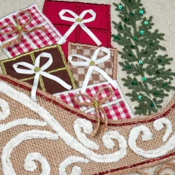 STOF Coussin de Noël carré brodé (45 x 45 cm) Traineau Beige Clearance