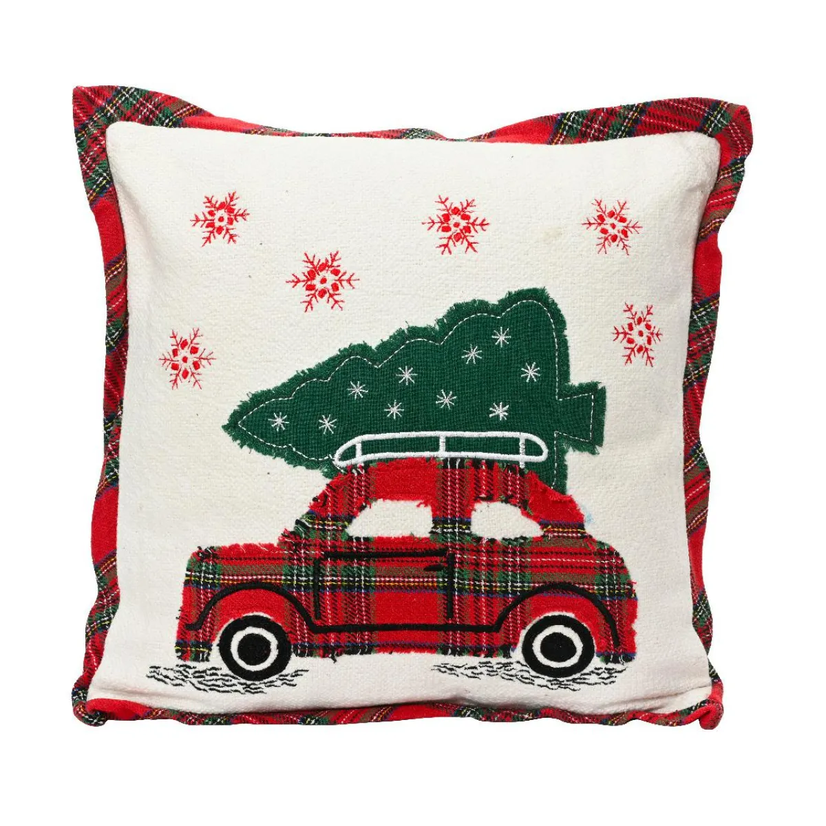 KAEMINGK Coussin de Noël carré coton (45 x 45 cm) Christmas Tartan Rouge Clearance
