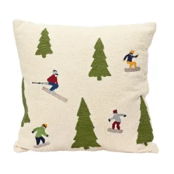 KAEMINGK Coussin de Noël carré coton (45 x 45 cm) Skieurs Vert Online