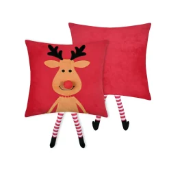 STOF Coussin de Noël carré velours (45 x 45 cm) Edgard Renne Caramel Rouge Discount