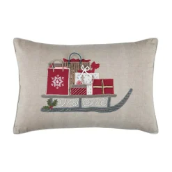 STOF Coussin de Noël rectangulaire coton (40 x 60 cm) Réveillon cadeaux Taupe Hot