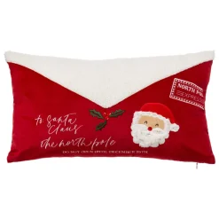 FEERIC LIGHTS Coussin de Noël rectangulaire (30 x 50 cm) Lettre au Père Noël Rouge Discount