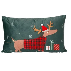KAEMINGK Coussin de Noël rectangulaire (50 x 30 cm) Doggy Vert Outlet