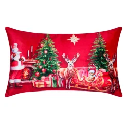 STOF Coussin de Noël rectangulaire velours (30 x 50 cm) Réveillon de Noël Rouge Online