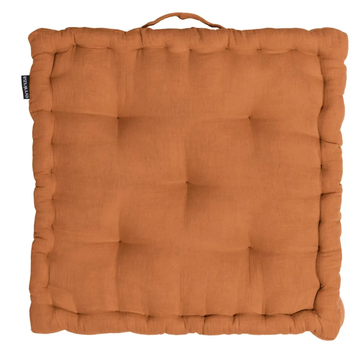 EMINZA Coussin de sol carré gaze de coton (50 x 50 cm) Gaïa Abricot Best